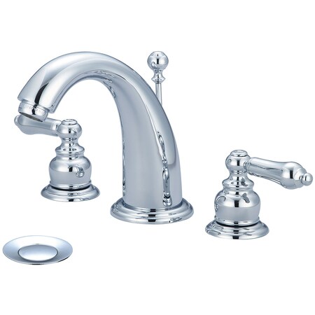 Pioneer Industries Two Handle Widespread Bathroom Faucet, Compression Hose, Chrome, Overall Height: 6" 3BR400